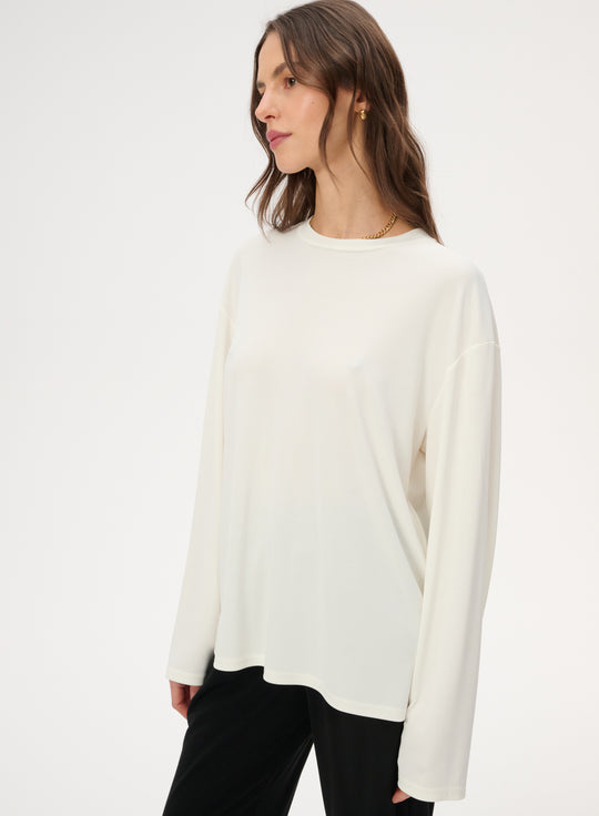 Longsleeve z delikatnej dzianiny w kolorze ecru - Anthony
