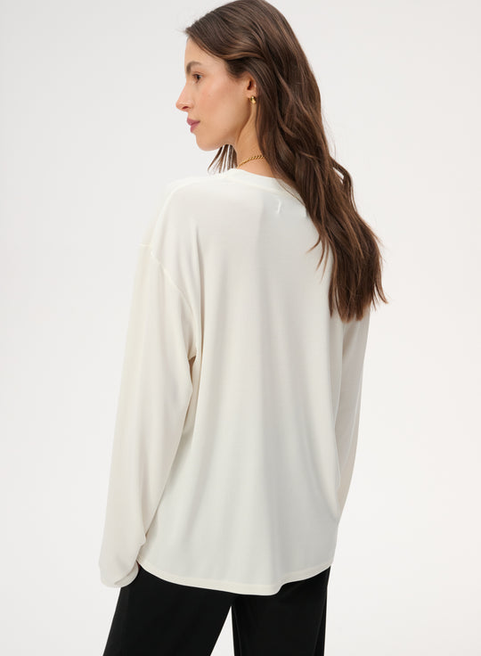 Longsleeve z delikatnej dzianiny w kolorze ecru - Anthony