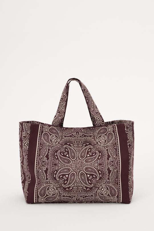 Torba typu shopper z bawełny w kolorze burgundu - Capri