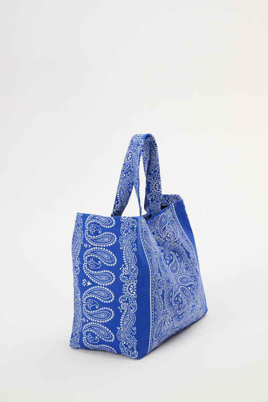 Torba typu shopper z bawełny w kolorze chabrowym - Capri