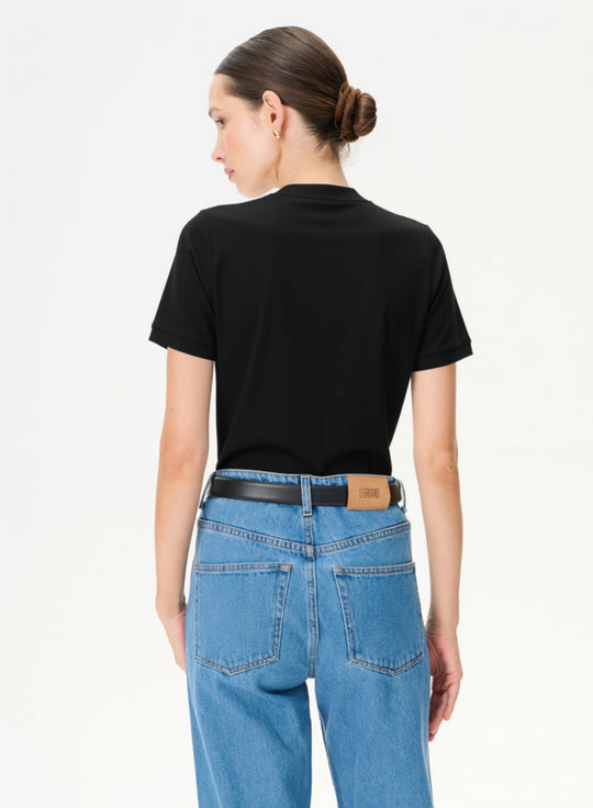 T-shirt z bawełny o dopasowanym kroju w kolorze czarnym - Fellow