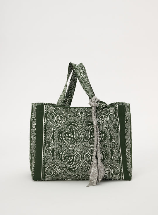 Torba typu shopper z bawełny w kolorze zielonym - Capri