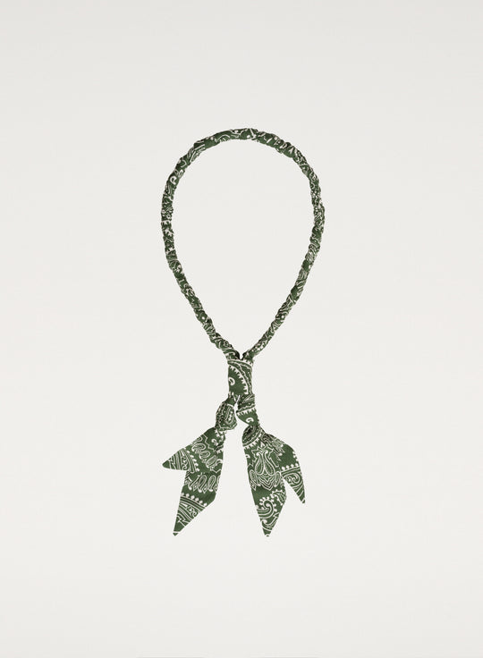 Green fabric necklace with print - Adele