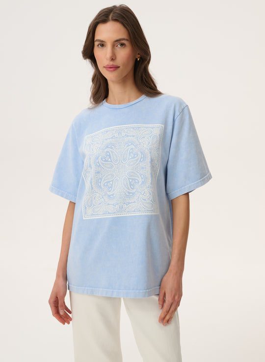 Washed bandana print T-shirt in blue - Danny