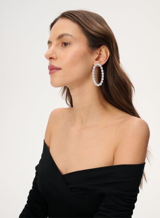 Silver-plated earrings decorated with crystals - Jazz (pair)