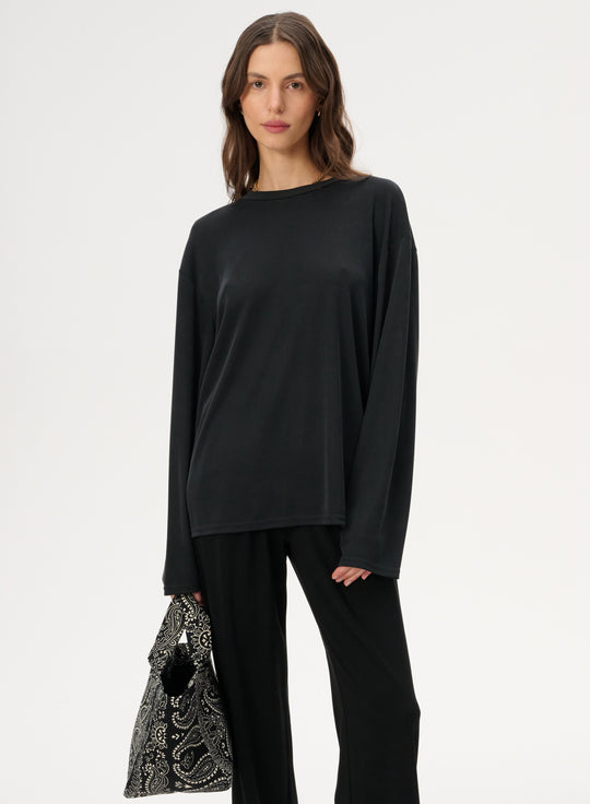 Longsleeve z delikatnej dzianiny w kolorze czarnym - Anthony