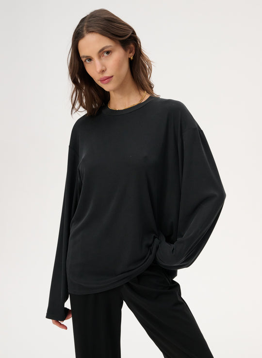 Longsleeve z delikatnej dzianiny w kolorze czarnym - Anthony