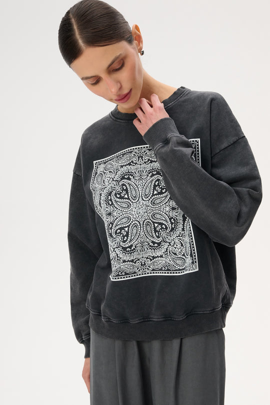 Bluza z bawełny z nadrukiem bandany - Bailey