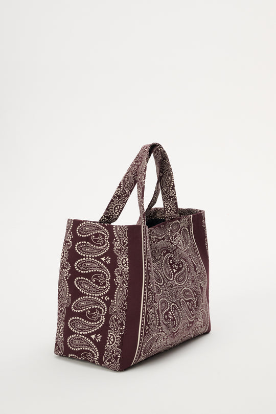 Torba typu shopper z bawełny w kolorze burgundu - Capri