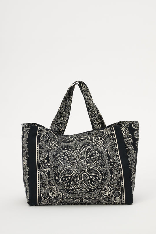 Torba typu shopper z bawełny w kolorze czarnym - Capri