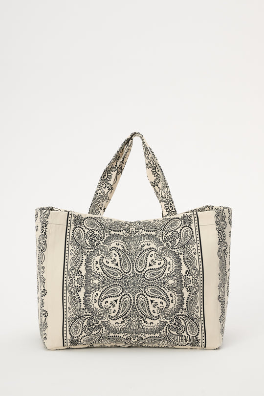 Torba typu shopper z bawełny w kolorze ecru - Capri