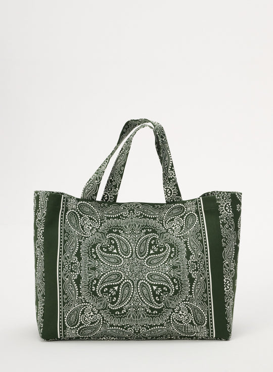 Torba typu shopper z bawełny w kolorze zielonym - Capri