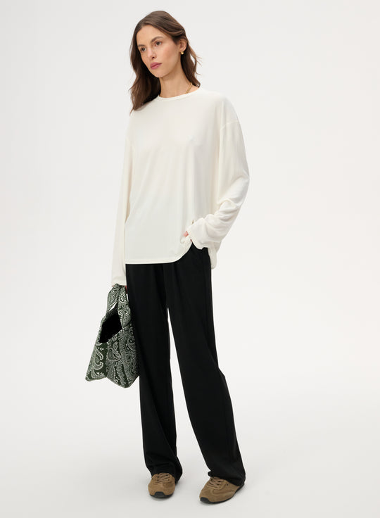 Longsleeve z delikatnej dzianiny w kolorze ecru - Anthony