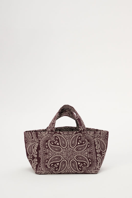 Torba mini typu shopper burgund z printem - Mia