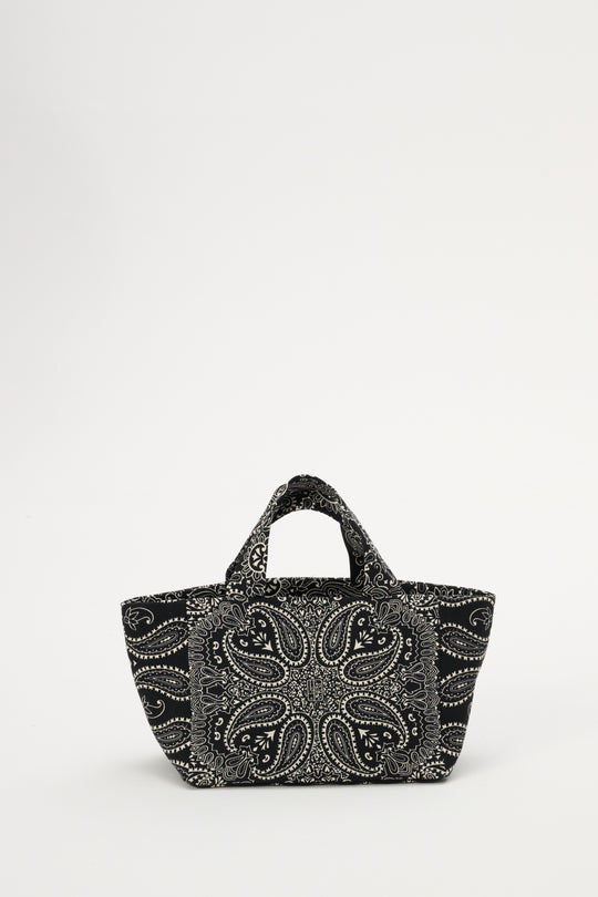 Torba mini typu shopper czarna z printem - Mia